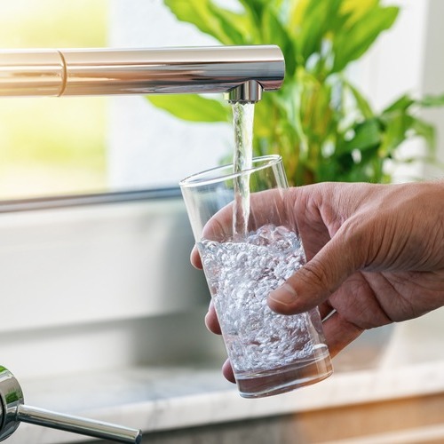 Water drawn from a new faucet.